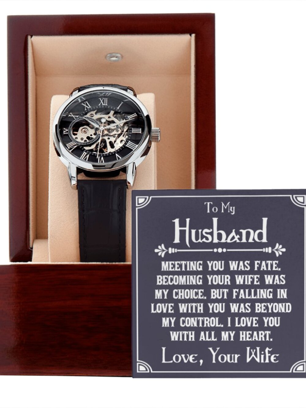 To My Husband Meeting You Was Fate Men's Openwork Skeleton Automatic Watch Mes